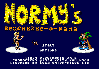 Normy's Beach Babe-O-Rama title screen for Sega Genesis